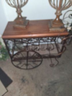 Wrought iron wine cart