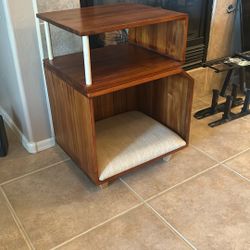 Solid Wood Side Table with Built-In Pet Bed , Modern Pet Furniture