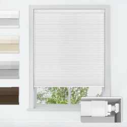 LazBlinds No Drill Cordless Cellular Shades, 36" W x 64" H, White 0010