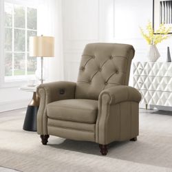 New In-Box Simon Li - Windsor Light Brown Leather Power Recliner