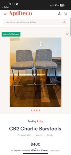 Bar Stools : CB2 Charlie (Set of 2) – Gray/chrome
