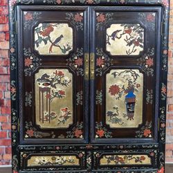 Carved & Painted Chinese Cabinet - Delivery Available