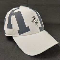 NEW! Official Ferrari Cotton Twill Baseball Hat with Logo, White