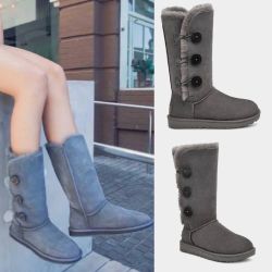 Ugg Gray Bailey Triplet Button Winter Boots Women’s Size 8