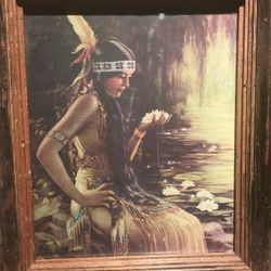 Indian Maiden Holding Water Lily Artist : Adelaide Hiebel "Lithograph"