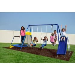 600lbs Playground Swing Sets for Backyard with Slide Outdoor Play Set for Kids