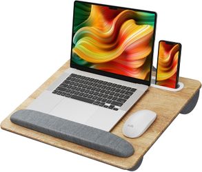 Flycity Laptop Lap Desk – Fits up to 15.6″ Laptops, Pillow Cushion & Wrist Pad, Portable for Home, Office & Travel