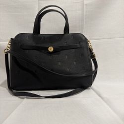 Tommy Hilfiger Black Monogram Satchel Bag