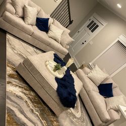 Stone colored sofa set w/ Oversized Ottoman