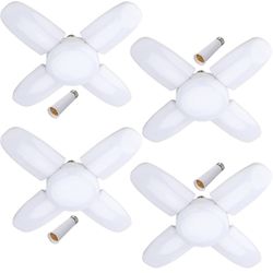 60W Garage Lights with 4+1 Multi-Position Panels Deformable E26/E27 4 pack