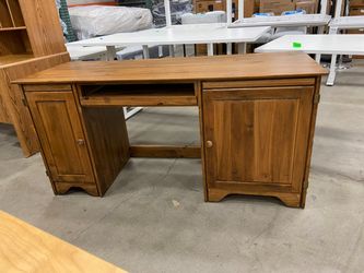 Vintage Wooden Computer Desk with Printer and Keyboard Tray