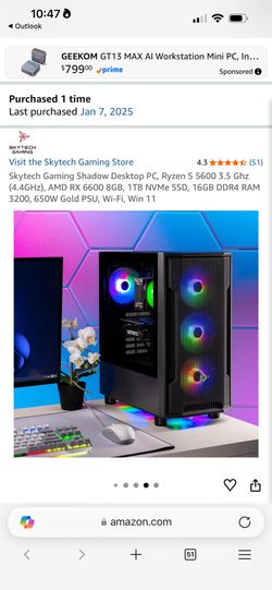 Pc Skytech Gaming Shadow Desktop PC, TV and Computer desk