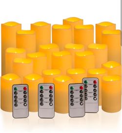 Enpornk Set of 24 Flameless Led Battery Opeated (D2.2'' x H4''5''6'') Waterproof Outdoor Indoor Candles with 10-Key Remotes and Cycling 24 Hours Timer
