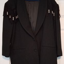 Wool, Black fringe blazer jacket