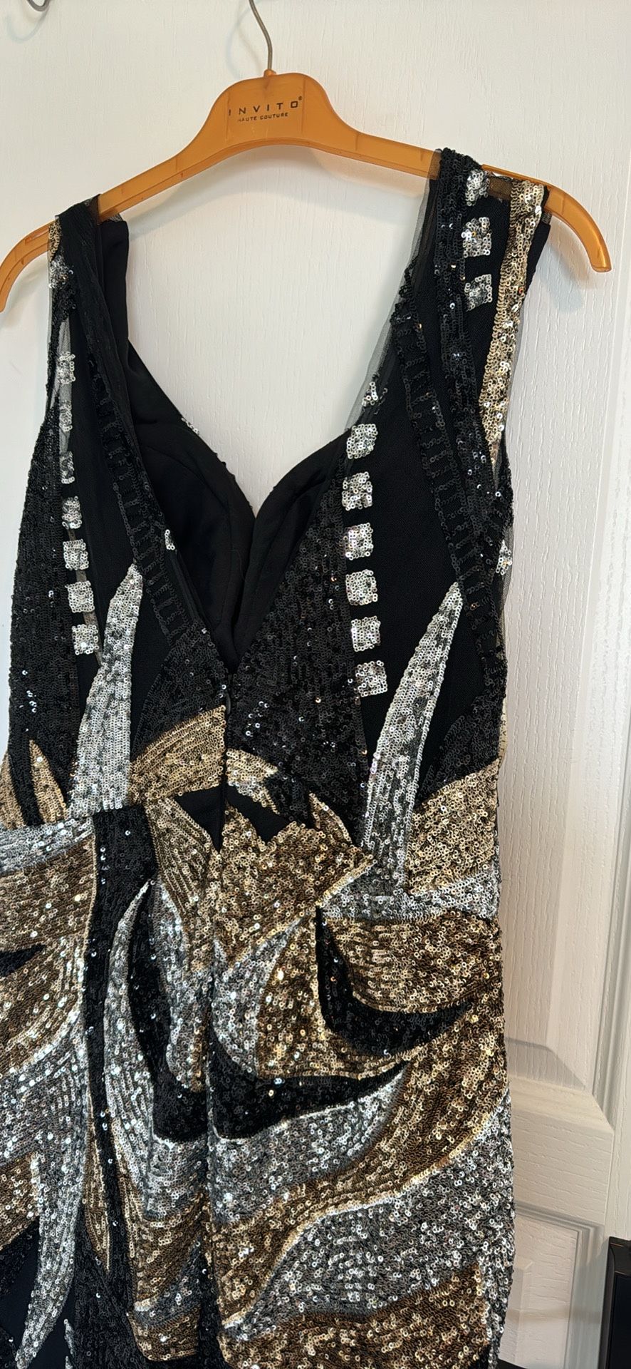 Black Gold Silver Sequin Dress