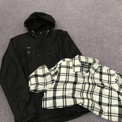 LRG Men Windbreaker Jacket and Button Up Shirt 