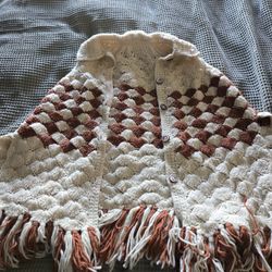Vintage Crochet Cape Boho Shawl