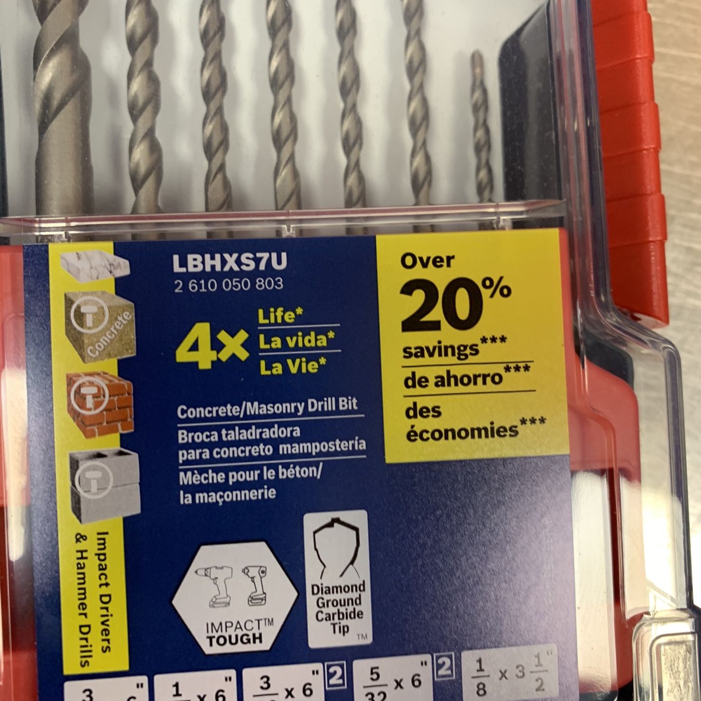 2 Sets Of Bosch 7 Piece Concrete / Masonry Drill Bit