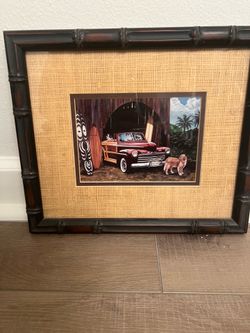 Surf art Golden Retriever woody picture framed