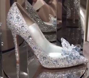 Silver crystal heels