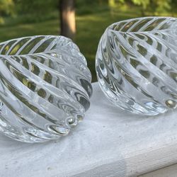 Partylite Illusions Candle Holder - Vintage Heavy Clear Swirl Glass Pattern 2.75 inches high and about 3 inches wide -