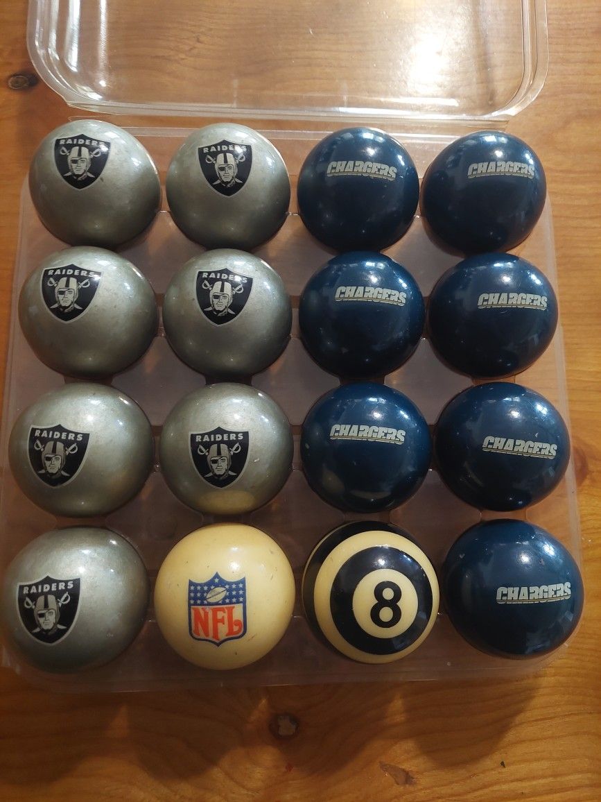 Chargers vs. Raiders Billiard Pool Balls