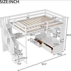Harper & Bright Designs Full Size Loft Bed with Desk, Stairs & Storage