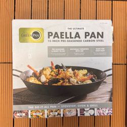 GreenPan 15” pre-seasoned carbon steel paella pan