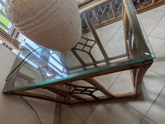 Pair of Namboo Rattan End Tables
