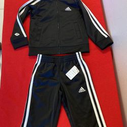 NEW w/ TAGS Toddler Boys 2T Long-Sleeve 3-Stripe Track Jacket & Pants, 2 Pc Set Christmas Gift