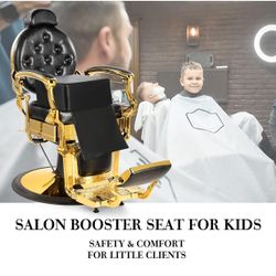 Children Leather Cushion Oversize Barber Salon Booster Seat,Spa Equipment Black