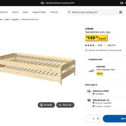 TWO IKEA Stackable Twin Bed Frames UTÅKER