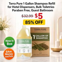New Terra Pure 1 Gallon Shampoo Refill for Hotel Dispensers, Paraben Free