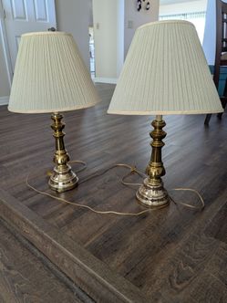 Bronze table lamps with shades