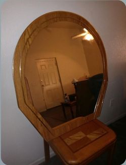 Oval Wooden Frame Mirror
