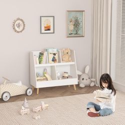 Brand New 5-Cube Book Shelf for Kids Room, Wooden Childrens Bookshelf Toy Storage Organizer, Kids Bookshelf for Playing Room, Nursery, Bedroom White50