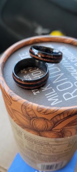 Modern Wood Inlay Whiskey Barrel Ring