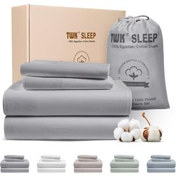 Luxury 1200TC Egyptian Cotton King Sheets – Grey 🛏️✨