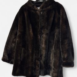 Vintage Long Faux Beaver Fur Coat