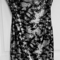 Junior's/ Young Women's Black And Silver Sequin Party Strapless Mini Dress Size Large NEW!