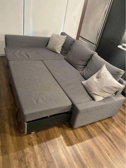 Gray Friheten 90” Queen Sleeper Sectional Sofa with Reversible Storage Chaise