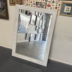 42" x 30" Dove Framed Wall Mirror Graywash