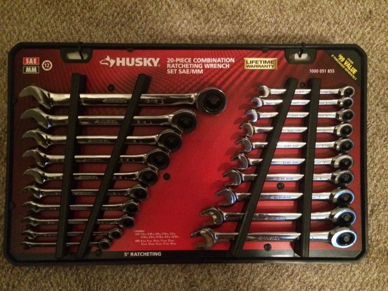 Husky 20-Piece Combination Ratcheting Wrench Set SAE/MM