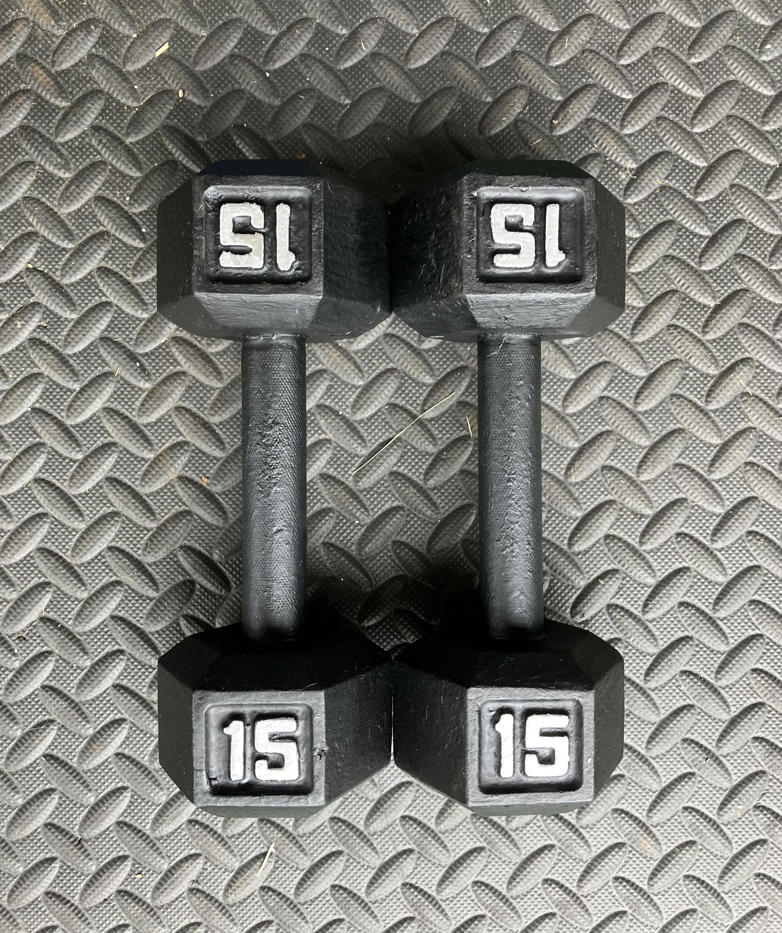 15lb dumbbell set dumbbells 15 lb lbs 15lbs weight weights Cast Iron Hex