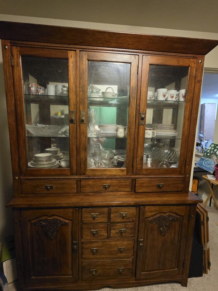Antique Solid Wood China Hutch