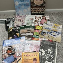 Lot Of Knitting and crochet books and leaflets