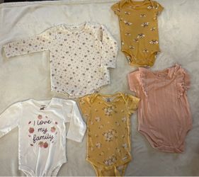 Bundle/Lot of 5 baby  girl onesie bodysuits (6-9 Mo)