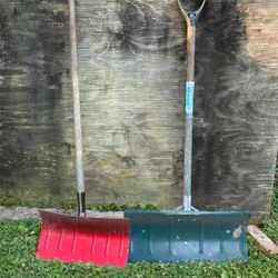 TWO METAL SNOW SHOVELS