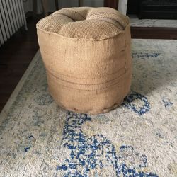 Burlap Ottoman