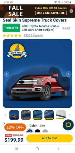 Seal skin car cover for 1st generation Toyota Tacoma